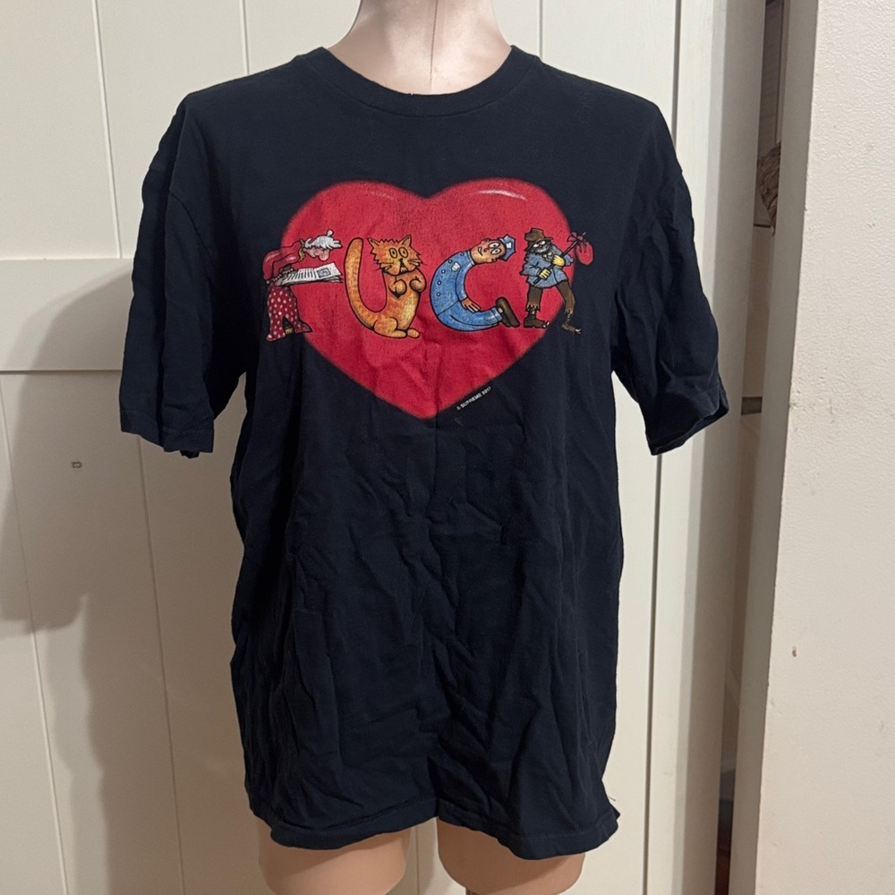 Supreme Black T-Shirt with Red Heart Graphic